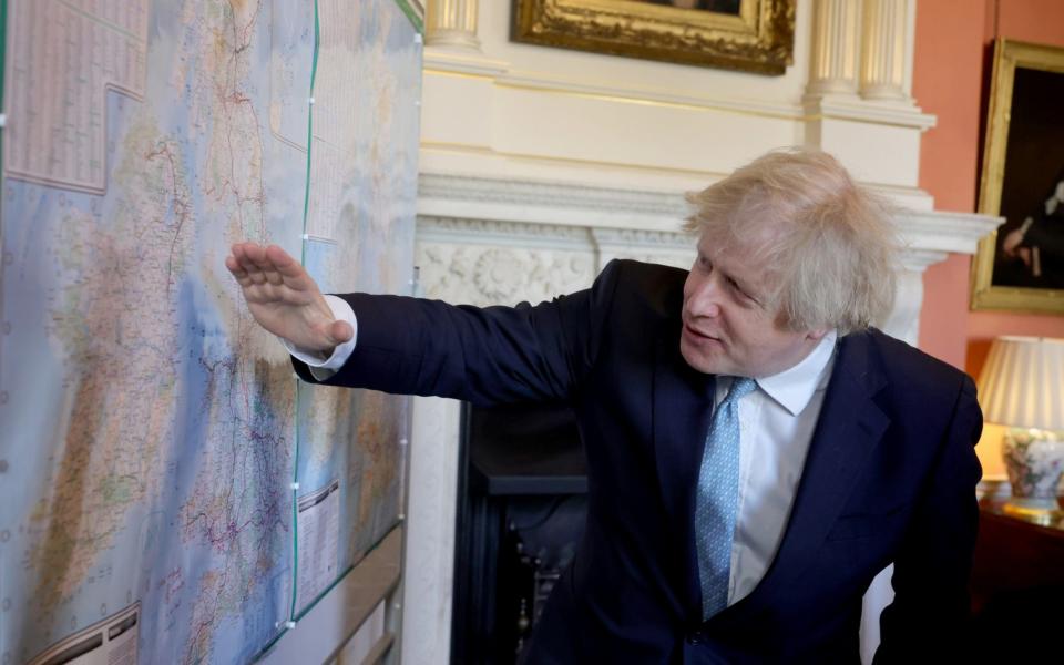 Boris Johnson views maps as part of the Union Connectivity review - No10 Downing Street