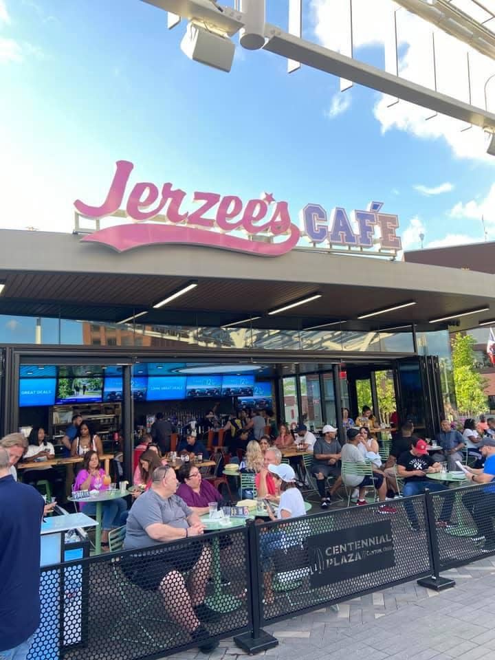 Jerzee's Cafe at Centennial Plaza in Canton has a pleasant view of the city's newest gathering space.