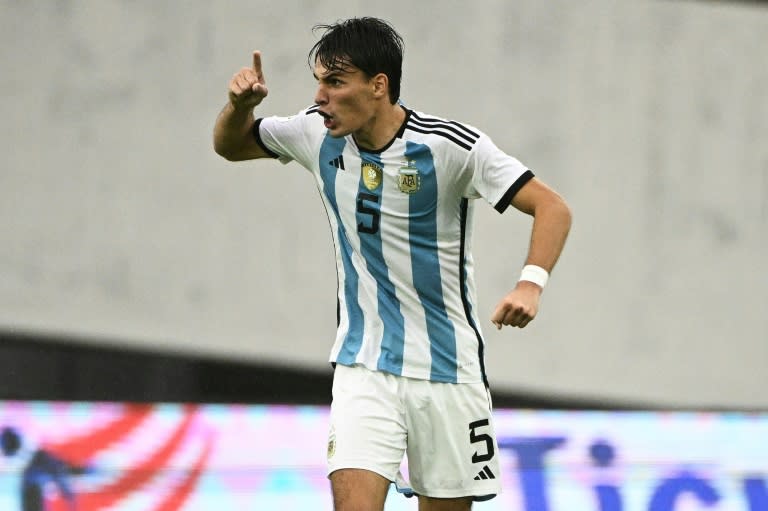 Federico Redondo durante un partido con el combinado Sub-23 de Argentina. (Federico Parra)