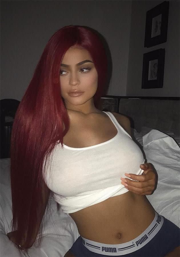 Kylie Jenner posted this provocative snap to Instagram sparking rumours she's undergone a boob job. Source: Instagram