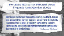 Graphic shows excerpt from a U.S. Department of the Treasury Paycheck Protection Program FAQ document. AP Illustration/Peter Hamlin