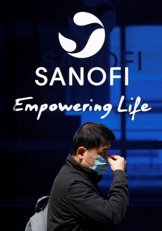 FILE PHOTO: Sanofi logo is seen in Paris