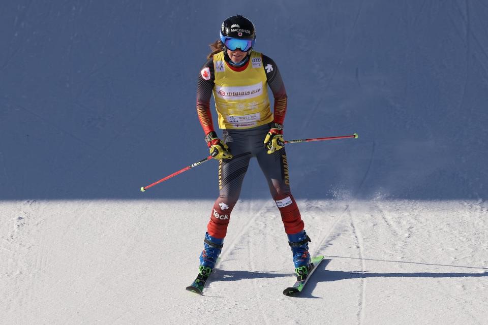 Britt Phelan, shown in this November 2021 file photo, will bring home silver from the Val Thorens, France, World Cup ski cross event on Friday. (File/Getty Images - image credit)