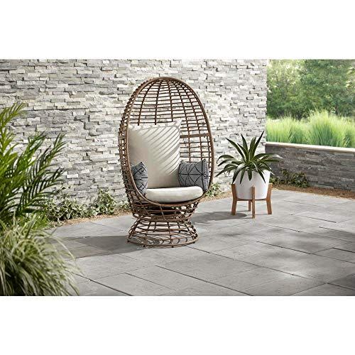 6) Hampton Bay Brown Wicker Outdoor Patio Egg Lounge Chair