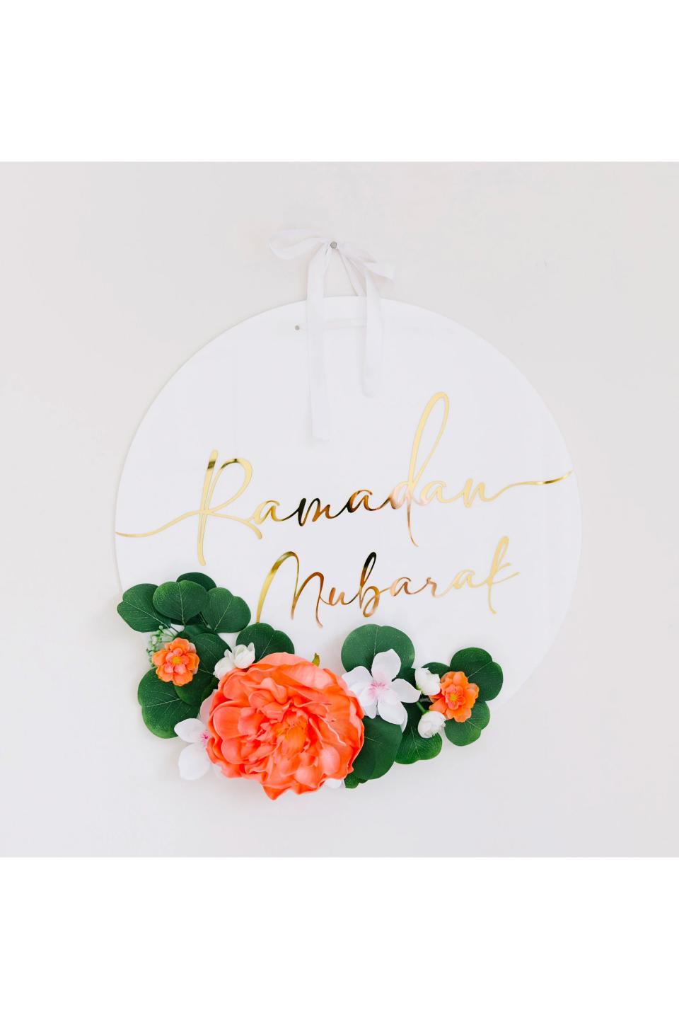 <p><a href="https://amasidecor.com/collections/ramadan/products/ramadan-mubarak-wreath" rel="nofollow noopener" target="_blank" data-ylk="slk:Shop Now;elm:context_link;itc:0;sec:content-canvas" class="link ">Shop Now</a></p><p>Acrylic Wreath</p><p>amasidecor.com</p><p>$45.95</p>