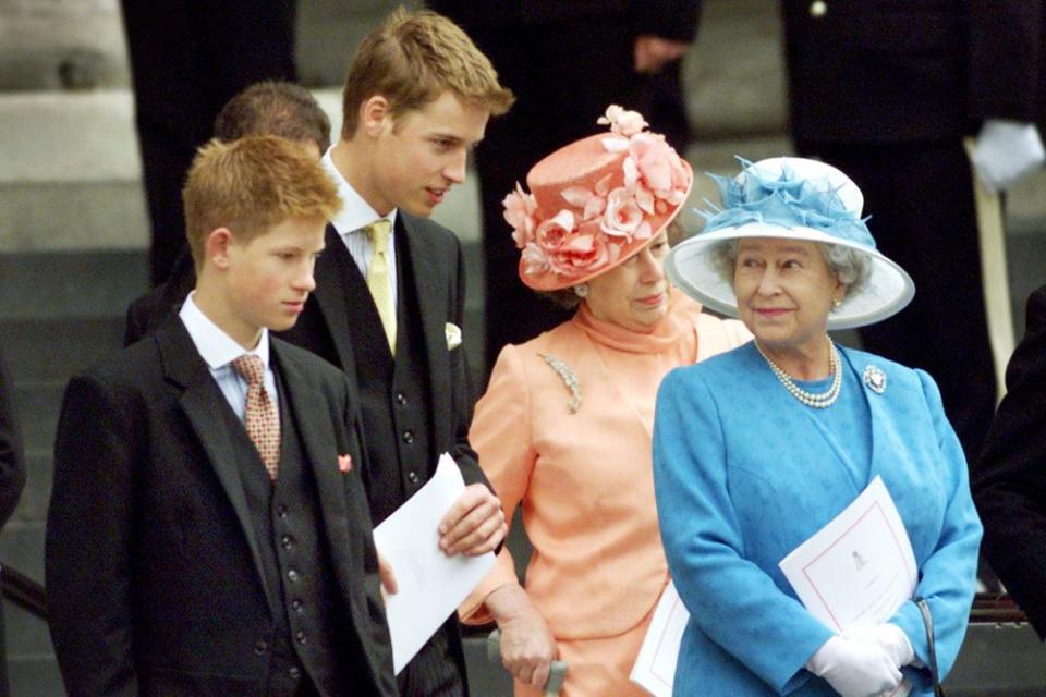 Prince Harry, Prince William, Princess Margaret and Queen Elizabeth, July 2000 | ADRIAN DENNIS/AFP via Getty