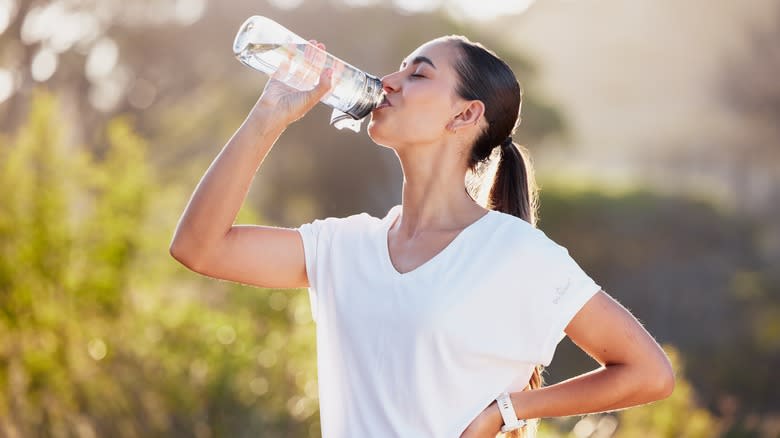 woman drinking water