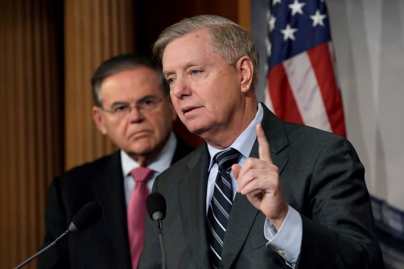 FILE PHOTO: Senators Graham and Menendez hold a news conference on Capitol Hill in Washington