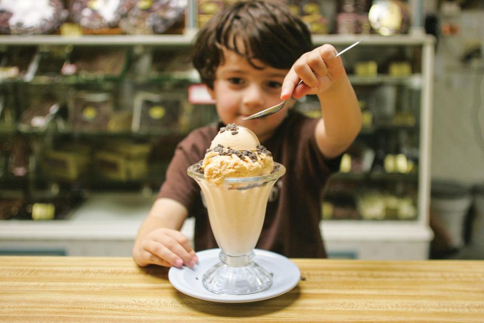 Jack Rice, 3 1/2, of Waldwick, eats ice cream at Conrad's.