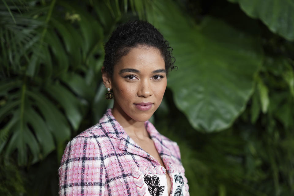 Alexandra Shipp arrives at Chanel's 15th Annual Pre-Oscar Awards Dinner on Saturday, March 9, 2024, at the Beverly Hills Hotel in Los Angeles. (Photo by Jordan Strauss/Invision/AP)