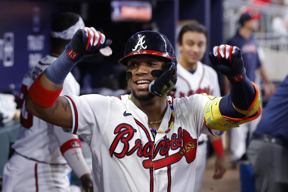 Ronald Acuña Jr. #13 of the Atlanta Braves is a fantasy star