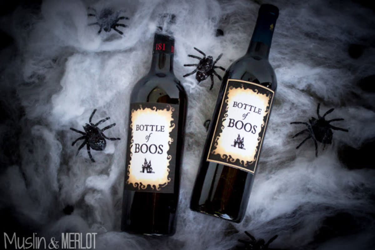 <p>Muslin & Merlot</p><p>Celebrate Halloween with your guests and a great big bottle of boos! See how you can get the look for your favorite bottle of Pinot Noir over at <a href="https://muslinandmerlot.blogspot.com/2015/10/bottle-of-boos-free-printable.html?m=1" rel="nofollow noopener" target="_blank" data-ylk="slk:Muslin & Merlot;elm:context_link;itc:0;sec:content-canvas" class="link rapid-noclick-resp">Muslin & Merlot</a>. </p>