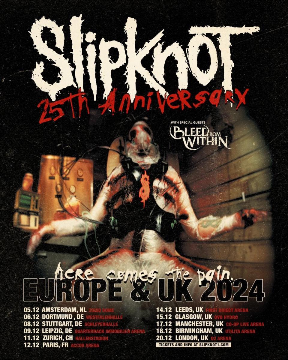 Slipknot 2024 UK Europe poster