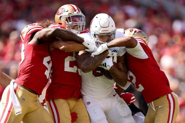 Watch: 49ers' Talanoa Hufanga and Cardinals' James Conner get into