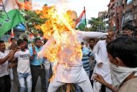 Protest after the death of a rape victim, in Kolkata