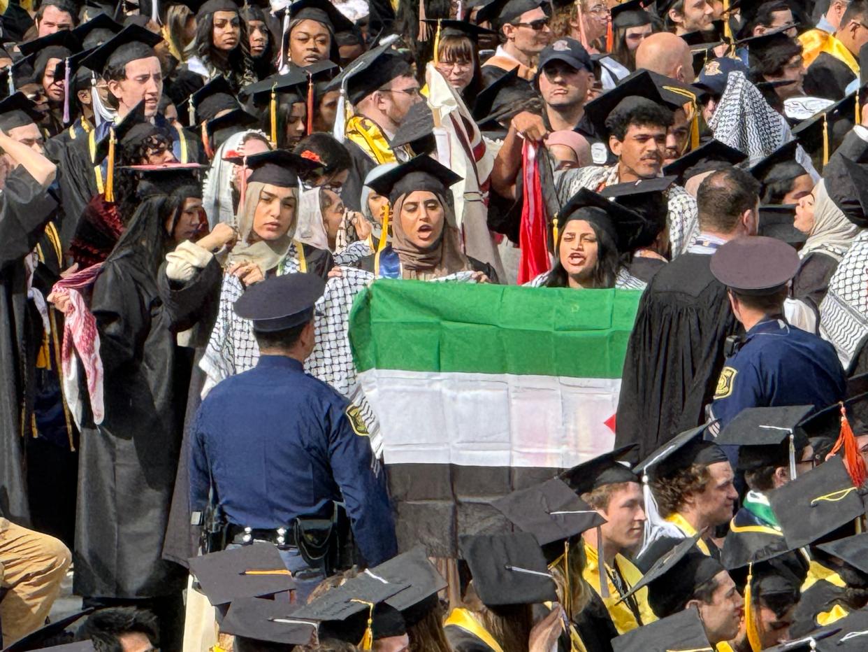 University of Michigan students interrupted commencement with a pro-Palestinian protest at Michigan Stadium in Ann Arbor on Sat., May 4, 2024.