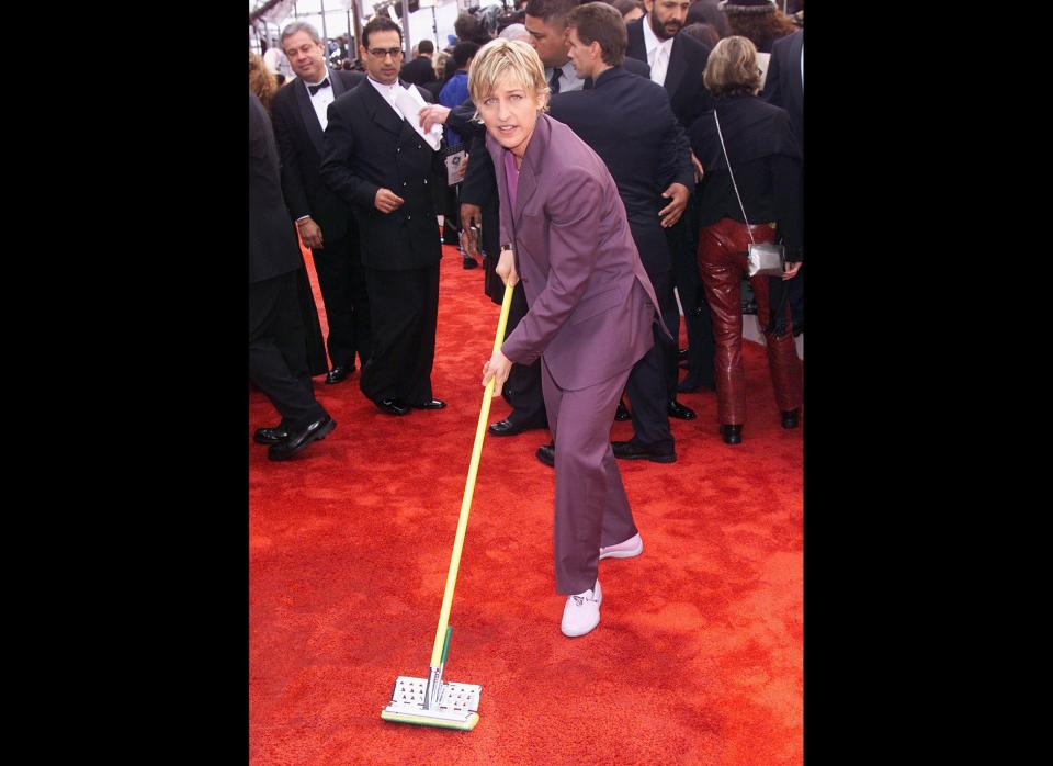 Who needs a janitor when Ellen DeGeneres is at the Grammy Awards?