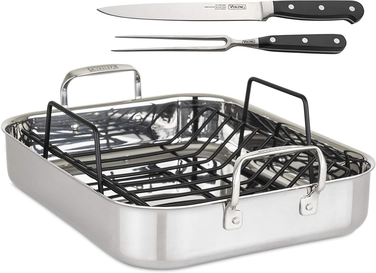 Viking Culinary 3-Ply Roasting Pan w/ Rack & Carving Set