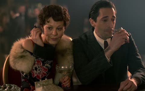 Helen McCrory with Adrien Brody in the new series of Peaky Blinders - Credit: Robert Viglasky