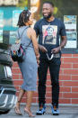 <p><i>New Girl </i>star Lamorne Morris wears a shirt featuring Rosa Parks’ face while chatting with a friend on Wednesday in Los Angeles. </p>