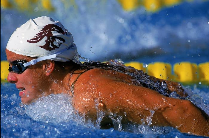 Jamie Cail swims during the Janet Evan Invitational in Los Angeles on July 15, 1999.
