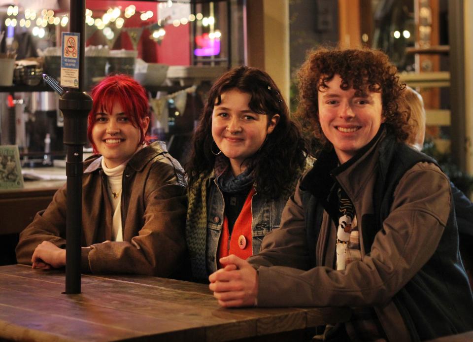 Carolyn Roderique, left, Ella Meloy, center, and Will Garrahan are three of the core organizers for the University of Oregon's undergraduate student workers working to unionize.