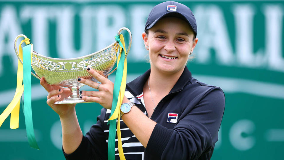 Ashleigh Barty celebrates victory. (Photo by Jordan Mansfield/Getty Images for LTA)