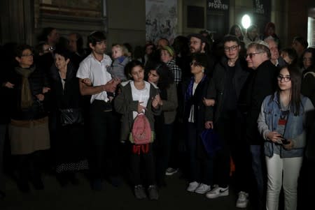 People gather at the New Synagogue in Berlin