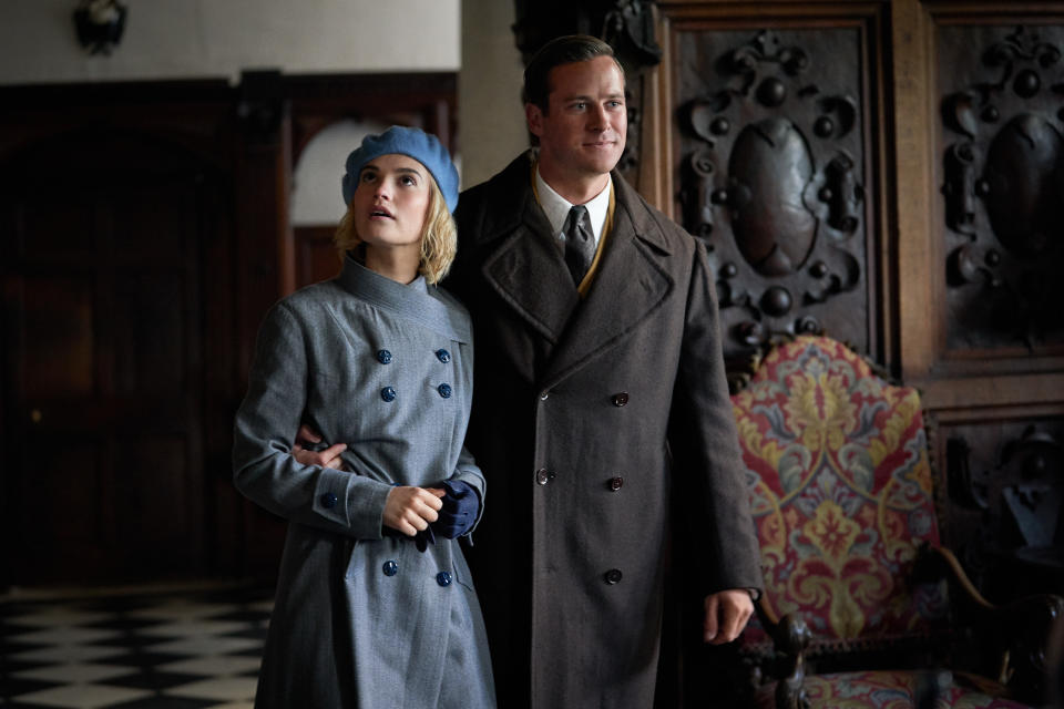 Lily James and Armie Hammer are a newly married couple haunted by the ghost of his late wife<span class="copyright">Kerry Brown / Netflix—2020 © Netflix, Inc.</span>