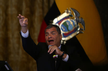 Ecuador's President Rafael Correa gives a a news conference in Quito, Ecuador, February 22, 2017. REUTERS/Mariana Bazo