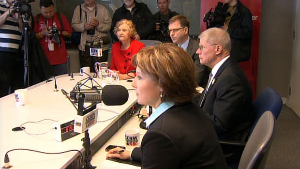 Green Party Leader Jane Sterk, Liberal Leader Christy Clark, NDP Leader Adrian Dix and Conservative Leader John Cummins vied for votes in a radio debate Friday morning.