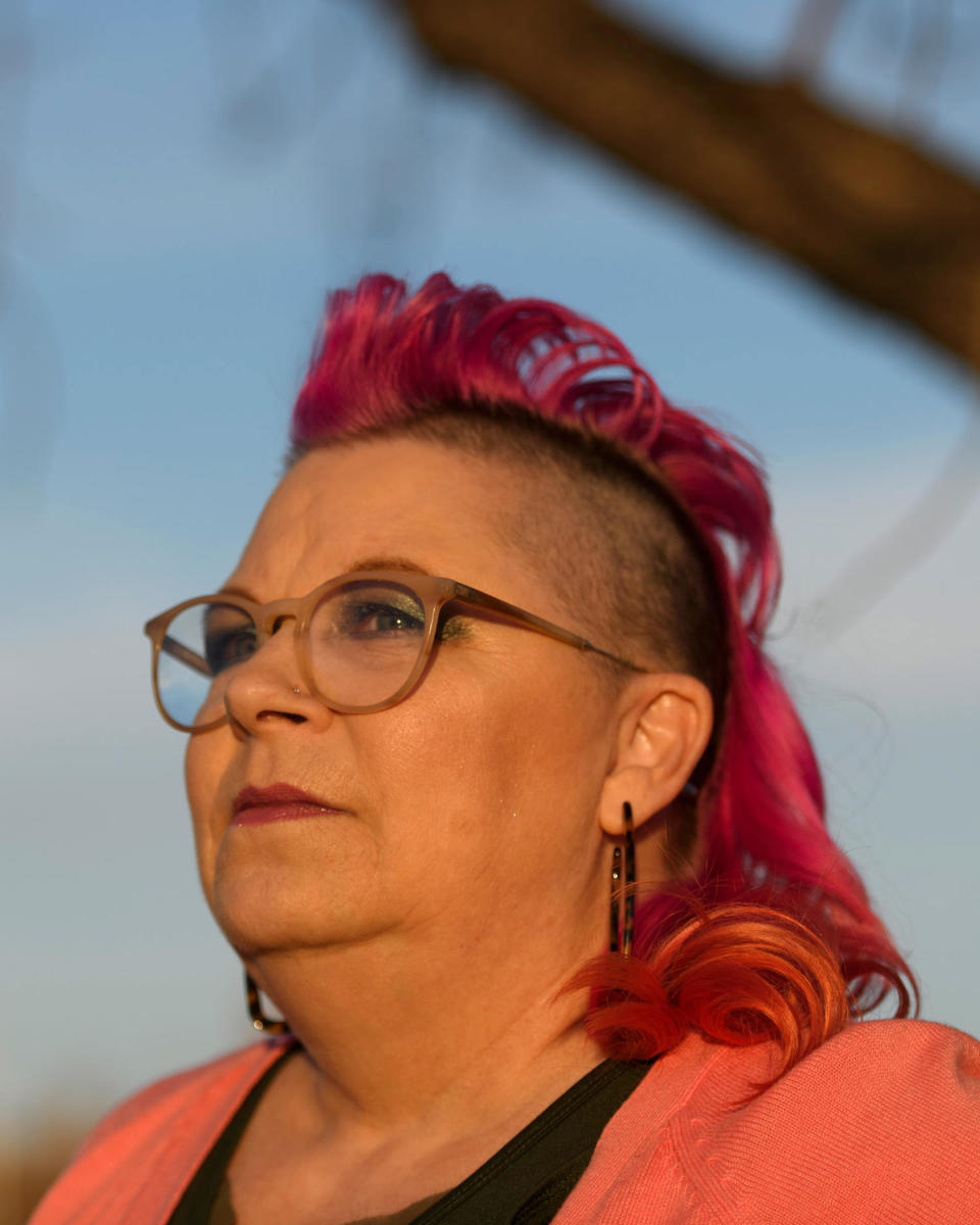 Kristi Balden, chair of the Enid Social Justice Committee, is the mother of two LGBTQ children, who drive her fight for inclusivity in the city.  (Michael Noble Jr. for NBC News)