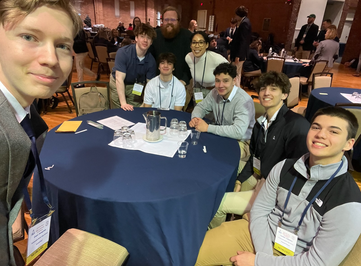 From left to right are the PHS-CTC Business Club members and their advisers: Henry Honeyman (front), Ben Gotlieb, Brendan Sullivan (back), Mason Patterson (front), Joanna Kelley, James Johnston, Joe Zingariello and Camden Patterson.