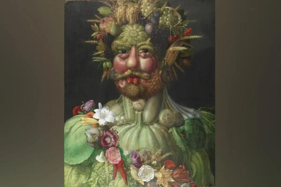 El retrato de Giuseppe Arcimboldo llamado Vortumnus es una de las pinturas de frutas más notables jamás realizadas (Vertumno).