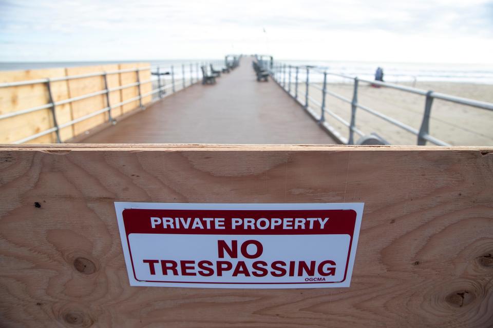 Ocean Grove has blocked off the entrance to its pier, not allowing access.There is a safety concern with the pilings of the structure.. 
Ocean Grove, NJ
Tuesday, December 19, 2023