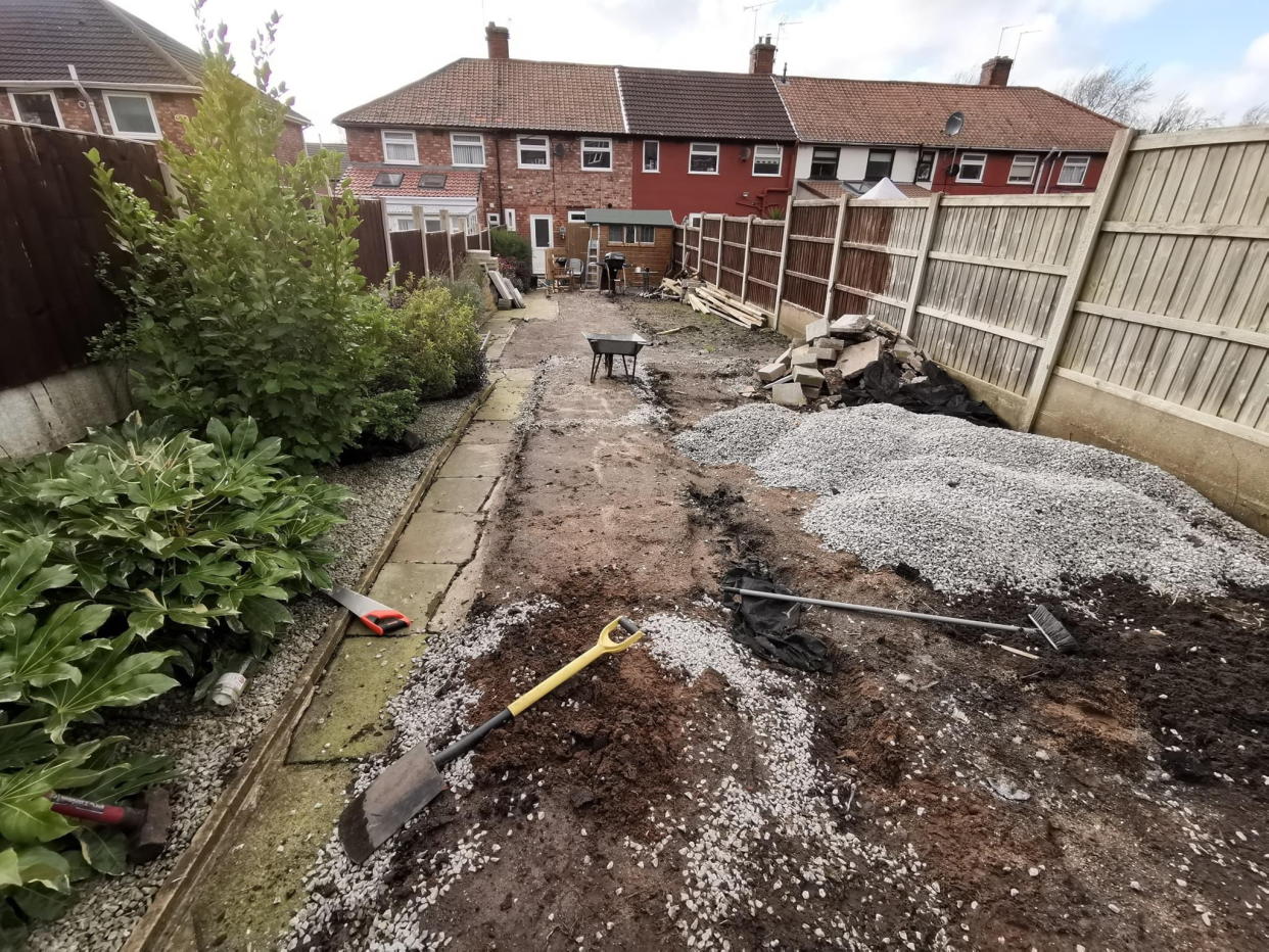 Christopher Jones followed guides on YouTube to convert his garden into an allotment. (SWNS)