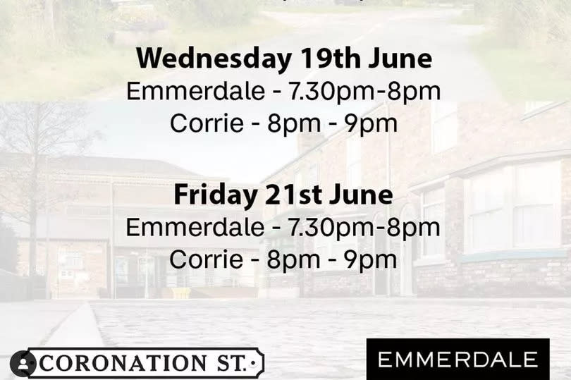 Coronation Street and Emmerdale schedule