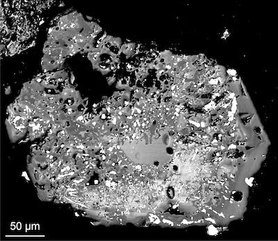 A zircon crystal from the Chernobyl melt shows surprising ‘re-equilibration textures’ that geologists had previously assumed were created by contact with water. Denis Fougerouse, Author provided