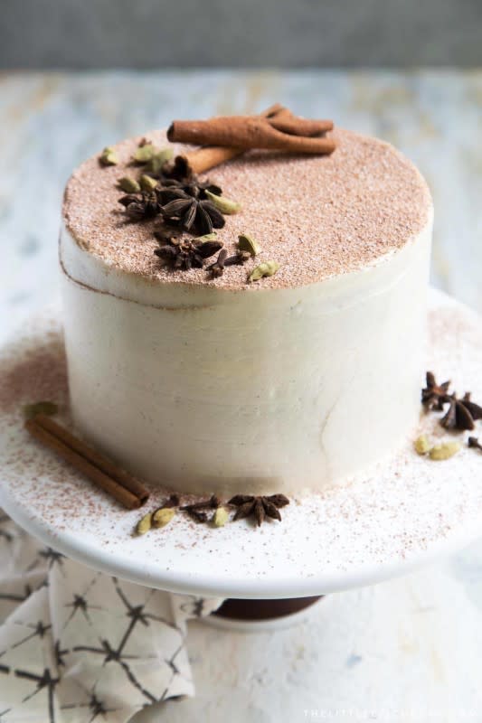 <p>The Little Epicurean</p><p>This chai layer cake features three layers of chai-infused cake frosted with vanilla bean Swiss buttercream.</p><p><strong>Get the recipe: <a href="https://www.thelittleepicurean.com/2019/03/chai-layer-cake.html" rel="nofollow noopener" target="_blank" data-ylk="slk:Chai Layer Cake;elm:context_link;itc:0;sec:content-canvas" class="link rapid-noclick-resp">Chai Layer Cake</a></strong></p>