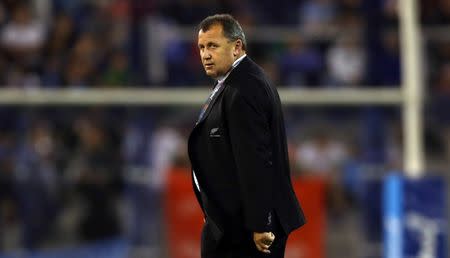 FILE PHOTO: Rugby Union - Championship - Argentina Pumas v New Zealand All Blacks - Jose Amalfitani Stadium, Buenos Aires, Argentina - September 30, 2017 - New Zealand All Blacks coach Steve Hansen walks on the field before the start of the rugby match against Argentina. REUTERS/Marcos Brindicci/File Photo