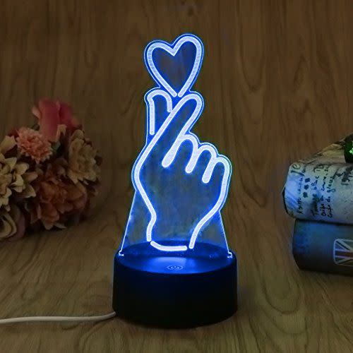 15) Finger Heart LED Night Light