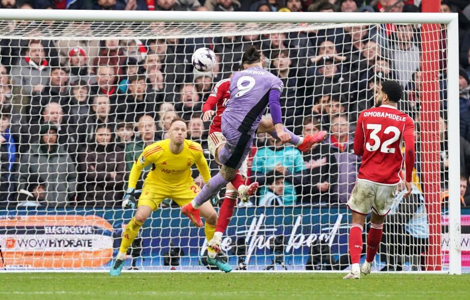 Nunez rises to score late on (Mike Egerton/PA)