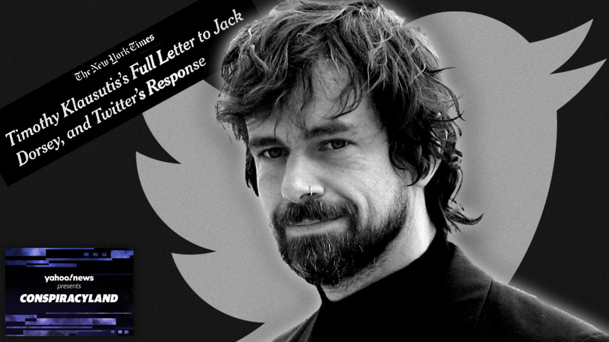 Twitter CEO Jack Dorsey and the New York Times headline. (Photo illustration: Yahoo News; photos: AP (2), NYT)