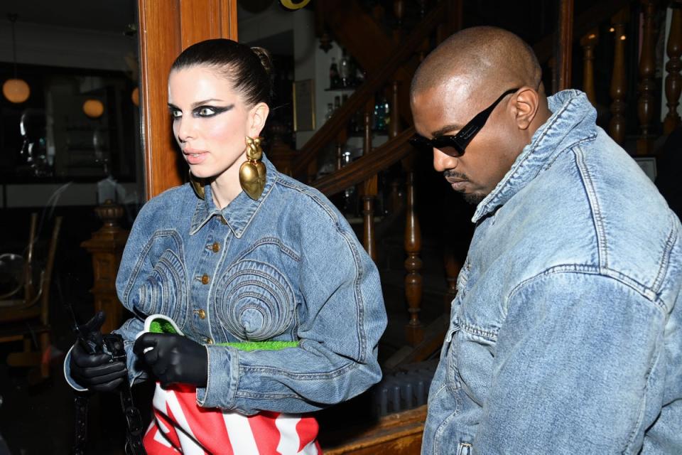 Julia Fox and Kanye West attend Paris Fashion Week in January 2022 (Getty Images)