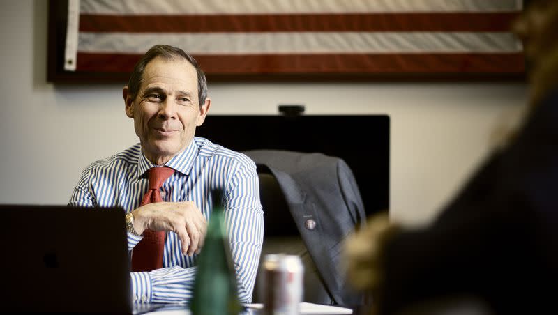 U.S. Rep. John Curtis, R-Utah, sits in a meeting leaders of the Conservative Climate Caucus on Capitol Hill in Washington, D.C., on March 28, 2023. Is Curtis considering a Senate run after all?