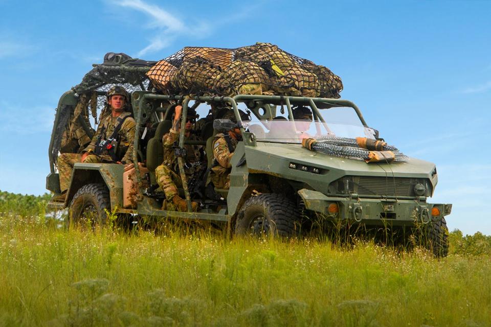 The GM Defense Infantry Squad Vehicle developed for the U.S. Army. GM Defense won a $214.3 million contract to build this vehicle and delivery 649 ISVs by 2024.