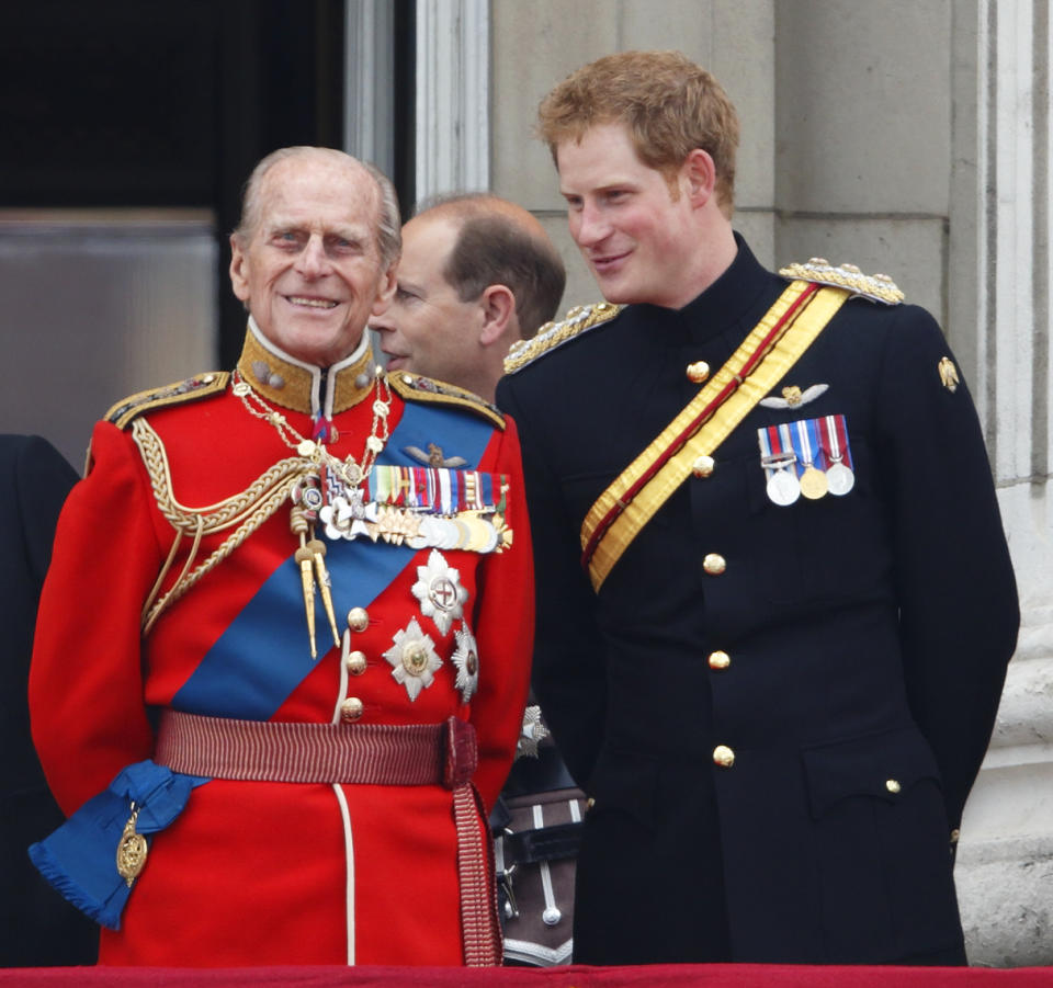 Prince Philip and Prince Harry in military uniform