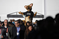 The Dish mascot Hopper entertains show attendees at the International Consumer Electronics Show in Las Vegas.