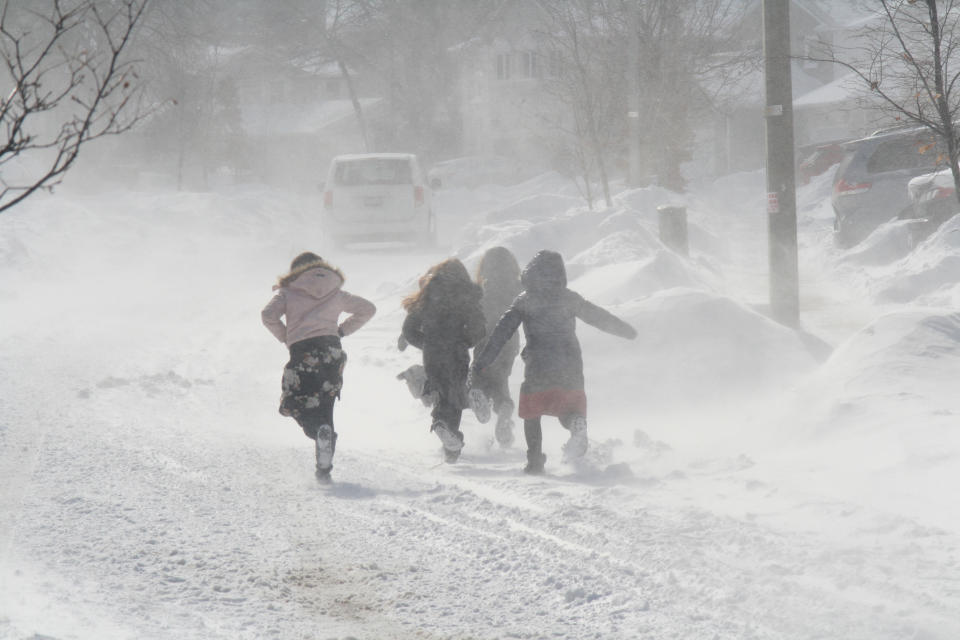 Strong wind gusts of 80km to 90km per hour caused blowing snow and blizzard like conditions in Toronto, Ontario, Canada, on February 19, 2022. (Photo by Creative Touch Imaging Ltd./NurPhoto via Getty Images)