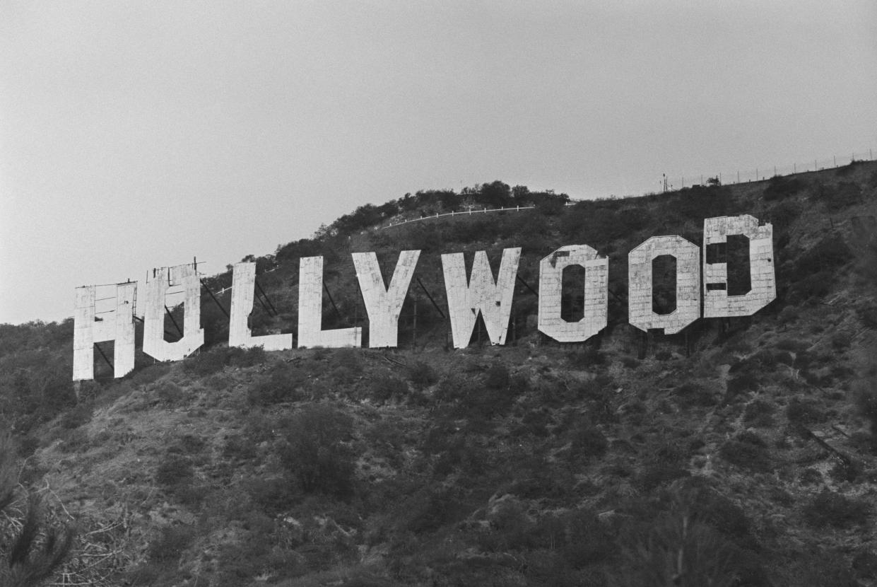 The Hollywood sign on Mount Lee in the Hollywood Hills 1972